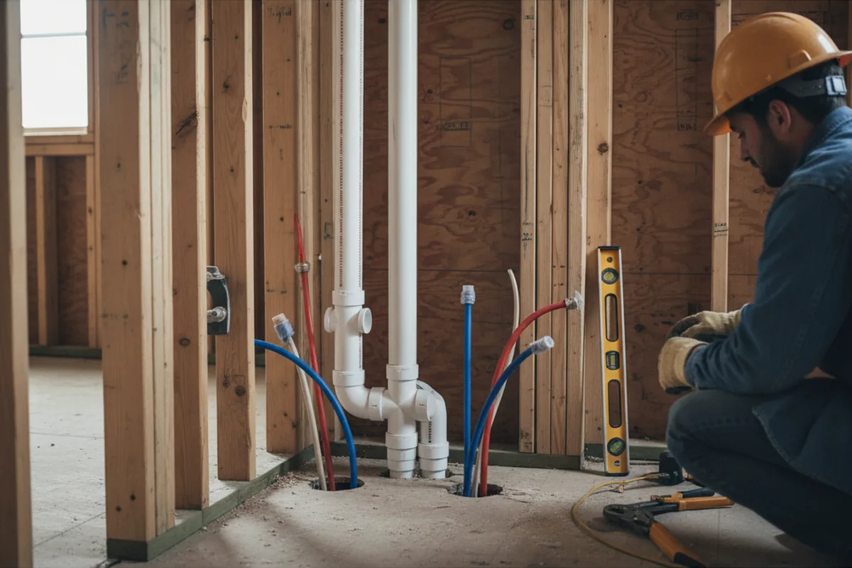 Drain and supply rough-in during Leak Detection in Everett