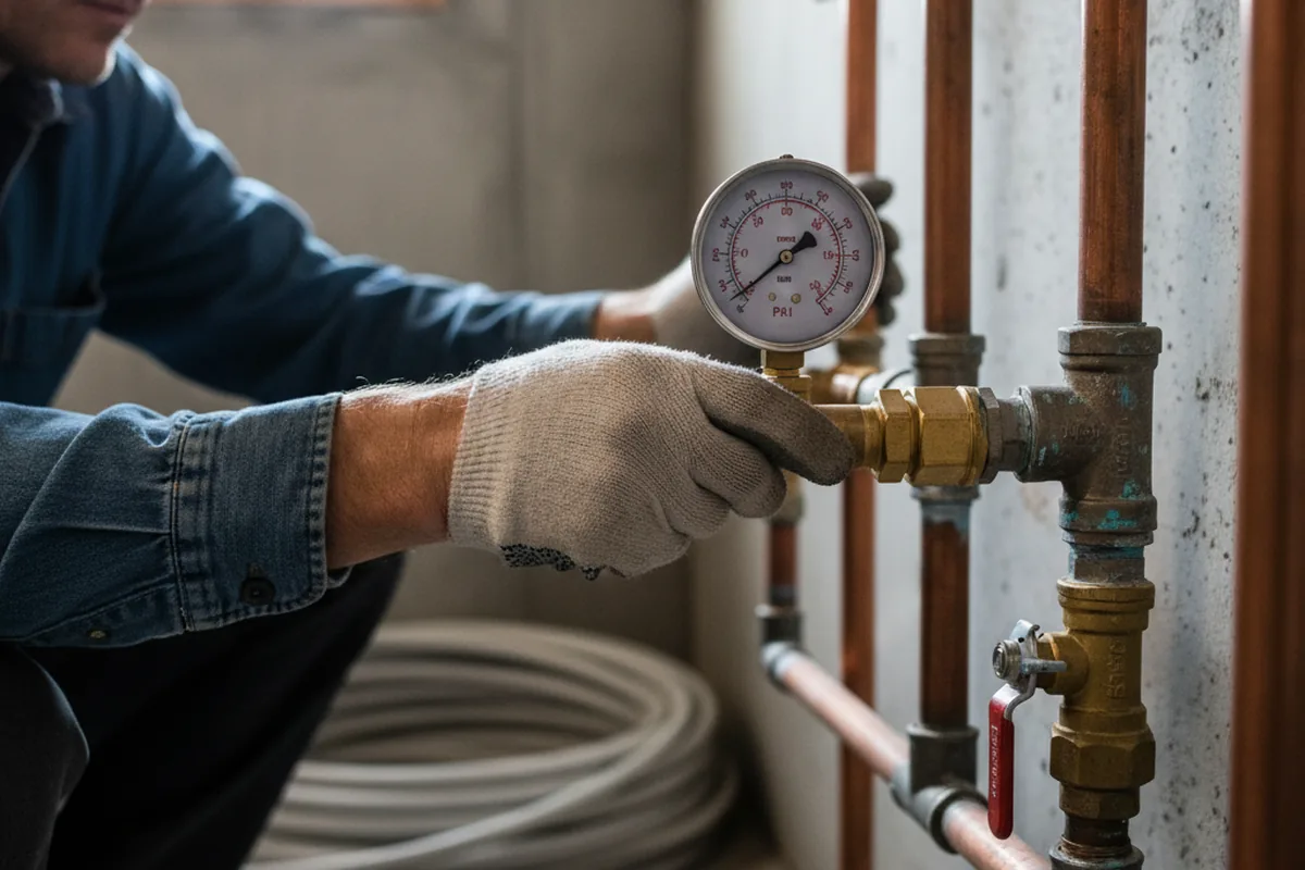 Pressure testing a repaired line during Water Line Repair in Everett